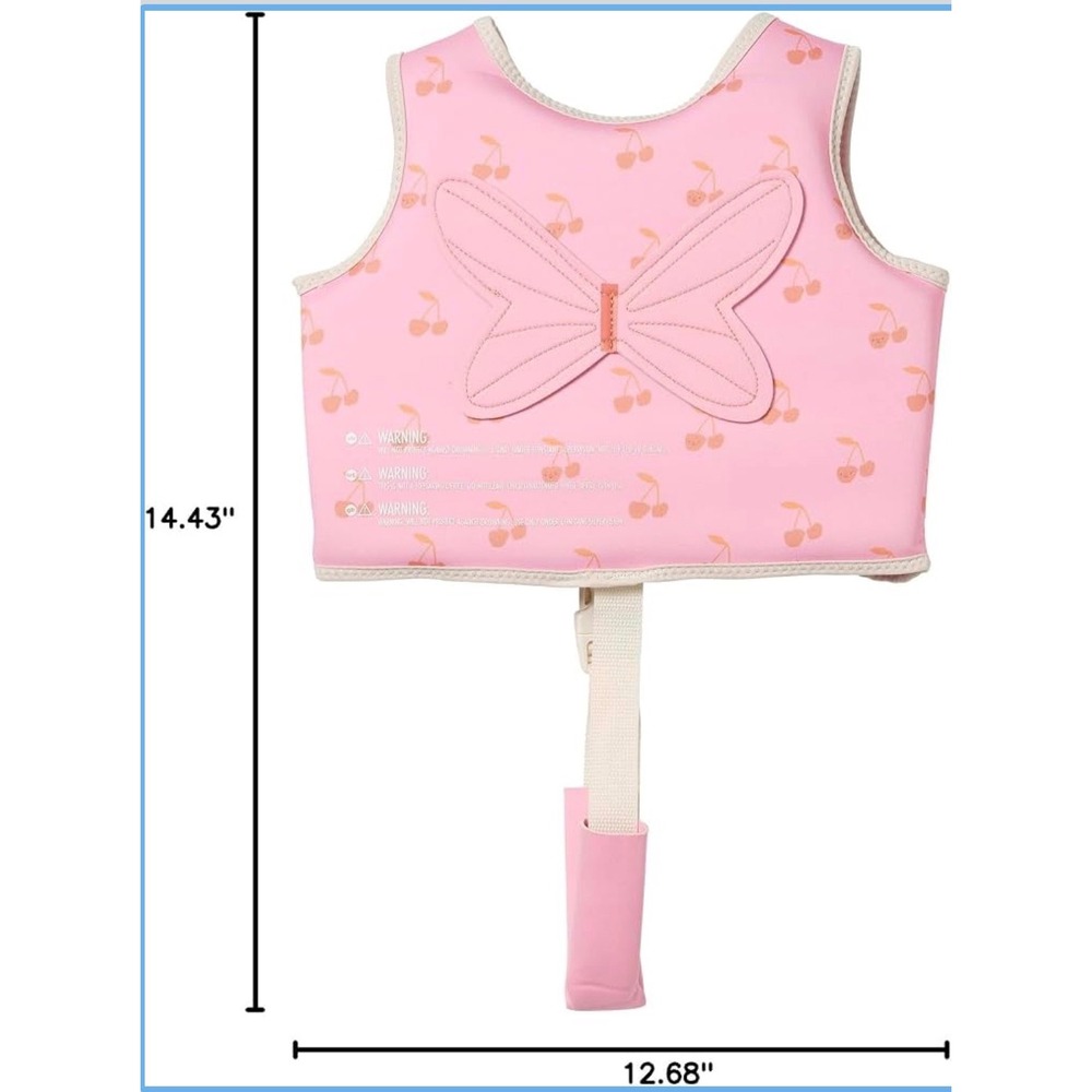 Sunnylife Kids Swim Vest 1-2 Years Cotton Candy Pink Cherry Butterfly S51VVPK1 - Picture 4 of 7
